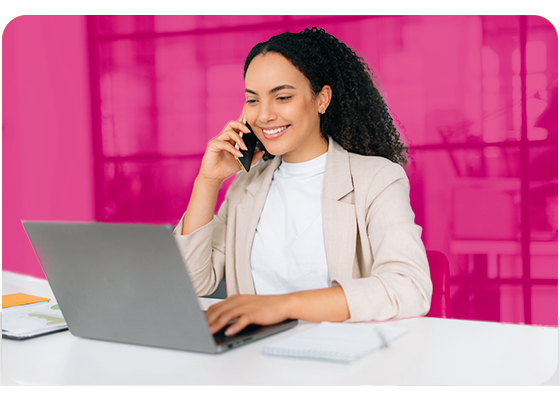 Female recruiter on phone