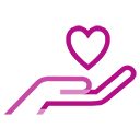 Icon - Ascension - Our Culture - Illustration outline of hand holding heart