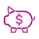 Icon - Ascension Benefits - Illustration outline of piggy bank with dollar sign