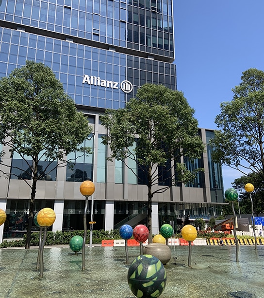 Rear view of Allianz building in Singapore