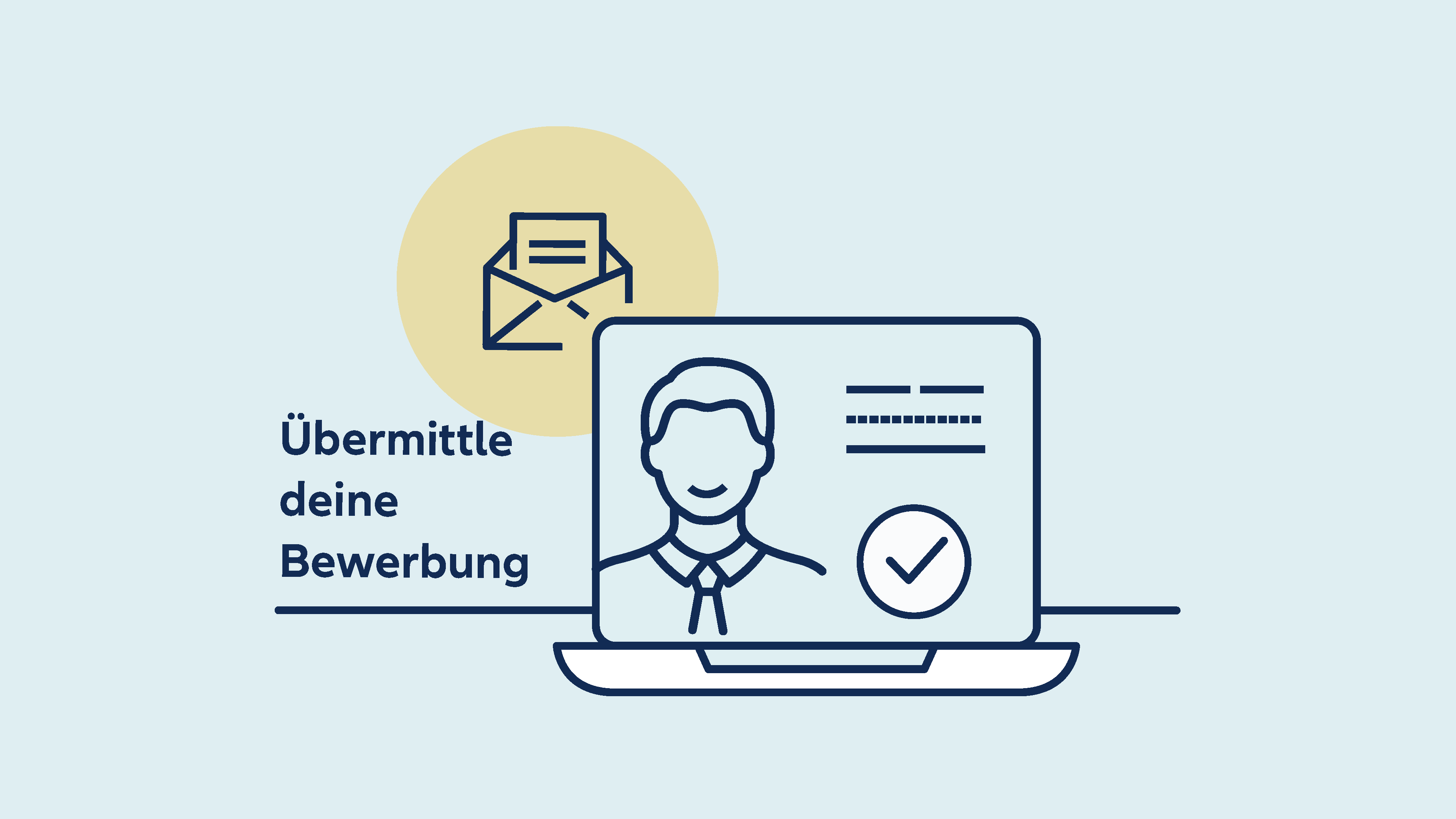 Infographics welche die Übermittlung einer Bewerbung durch einen Laptop darstellt