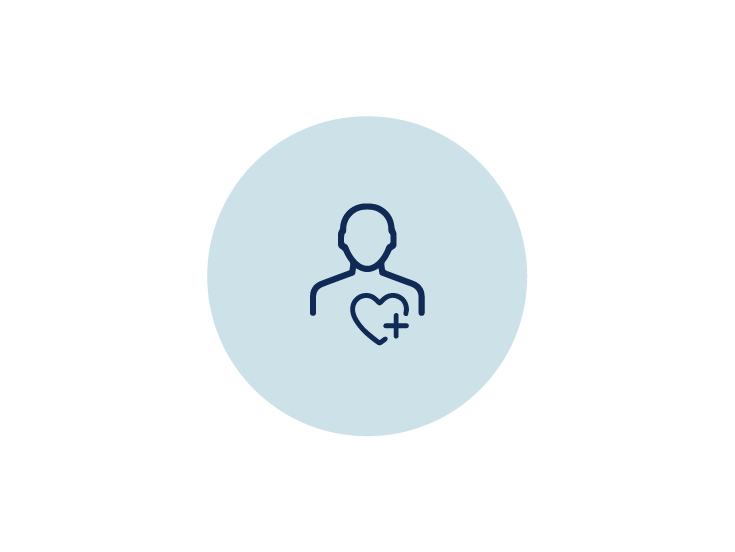 Graphic of a person with a heart and a medical cross