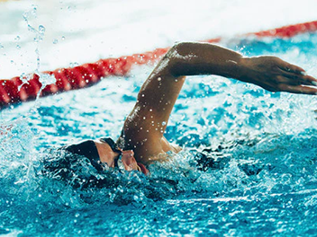 Swimmer during race
