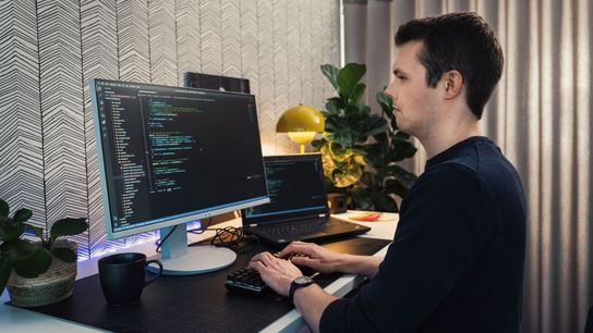 Man working on a laptop