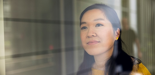 Happy employee looking forward