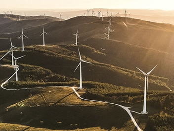 Wind mills during sunset