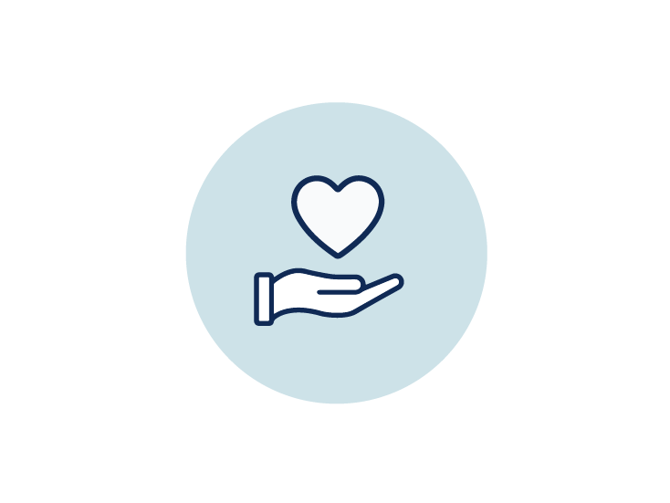 Infographics mit offener Hand und Herz