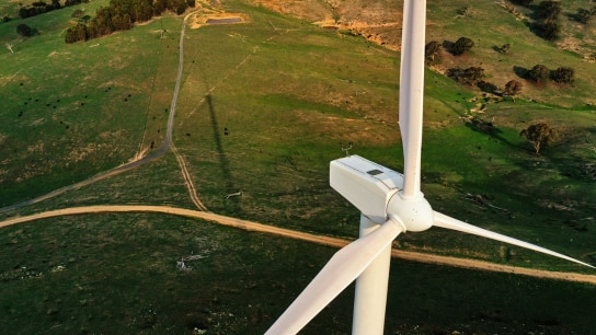 A close-up overhead view of a windmill
