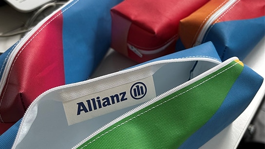 Federmäppchen in Pride Farben und mit Allianz Logo