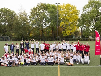 Fussballmannschaft auf einem Fussballplatz