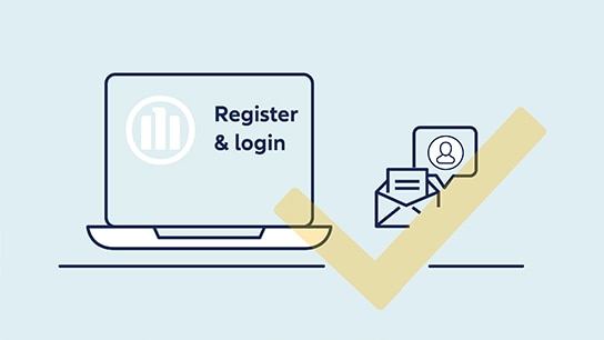 Infographie illustrant l'étape « Inscription et connexion »