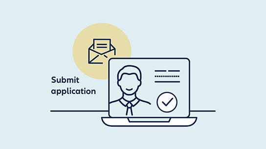 Infographie illustrant l'étape « Soumettre la candidature »