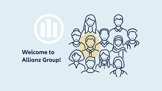 Infographie illustrant l'étape « Bienvenue au sein du groupe Allianz »