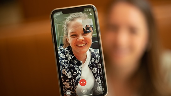 Katharina on a whatsapp video call