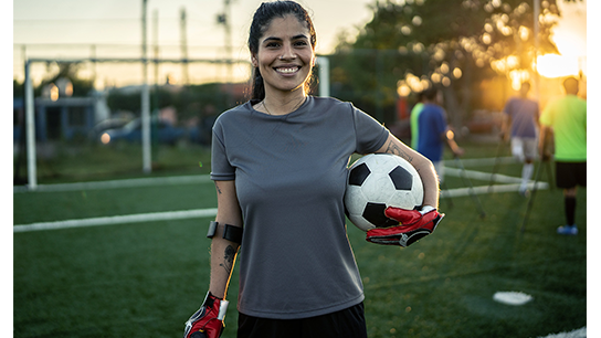 Paralympian on the football court.