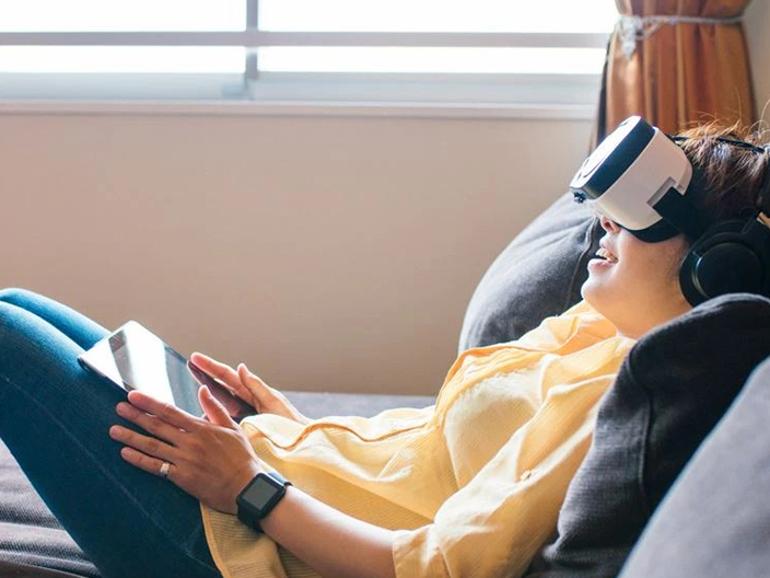 Woman in VR headset