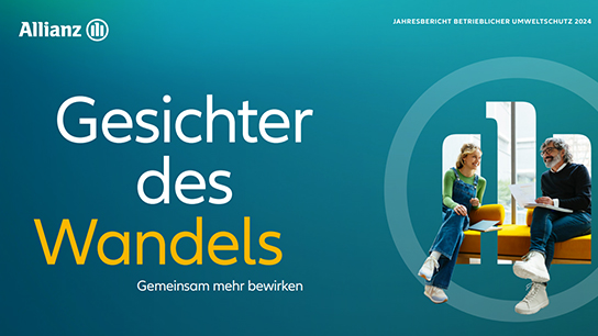Gesichter des Wandels Caption mit Allianz Logo und zwei Menschen