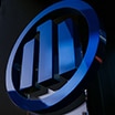 Close shot of Allianz blue logo