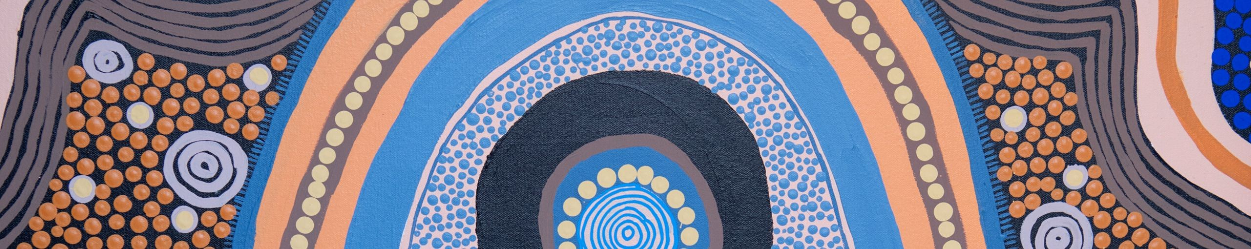 An artistic depiction incorporating bold blue, orange, and black colors in a harmonious pattern