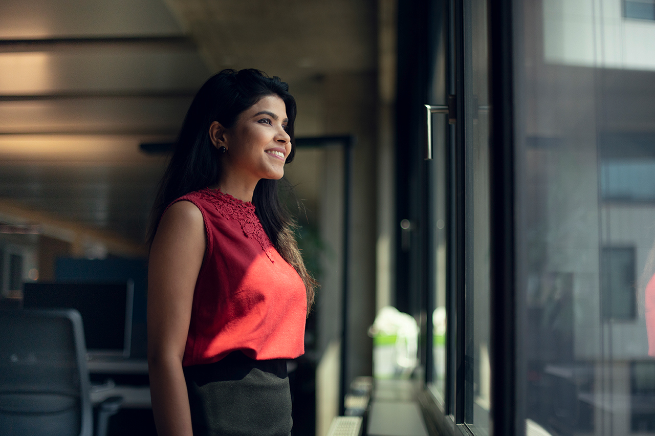 Allianz employee looking forward