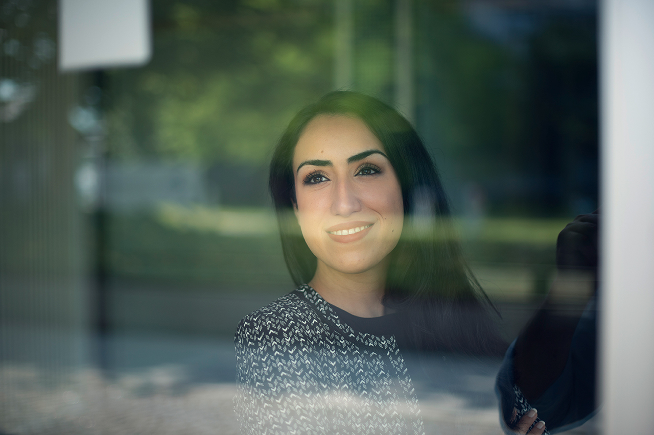 Happy employee looking forward