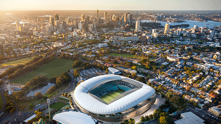 Aerial view of Allianz stadium in Sydney