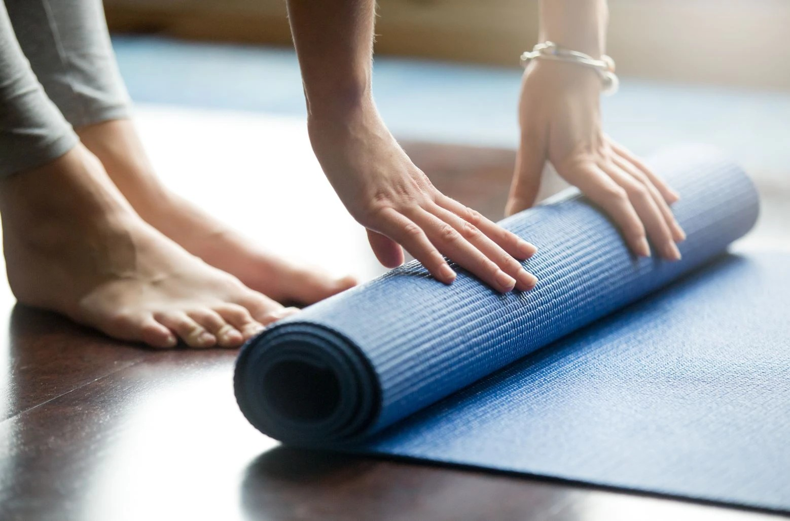 close shot of a yoga mat
