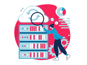 Illustration of a woman with magnifying glass
