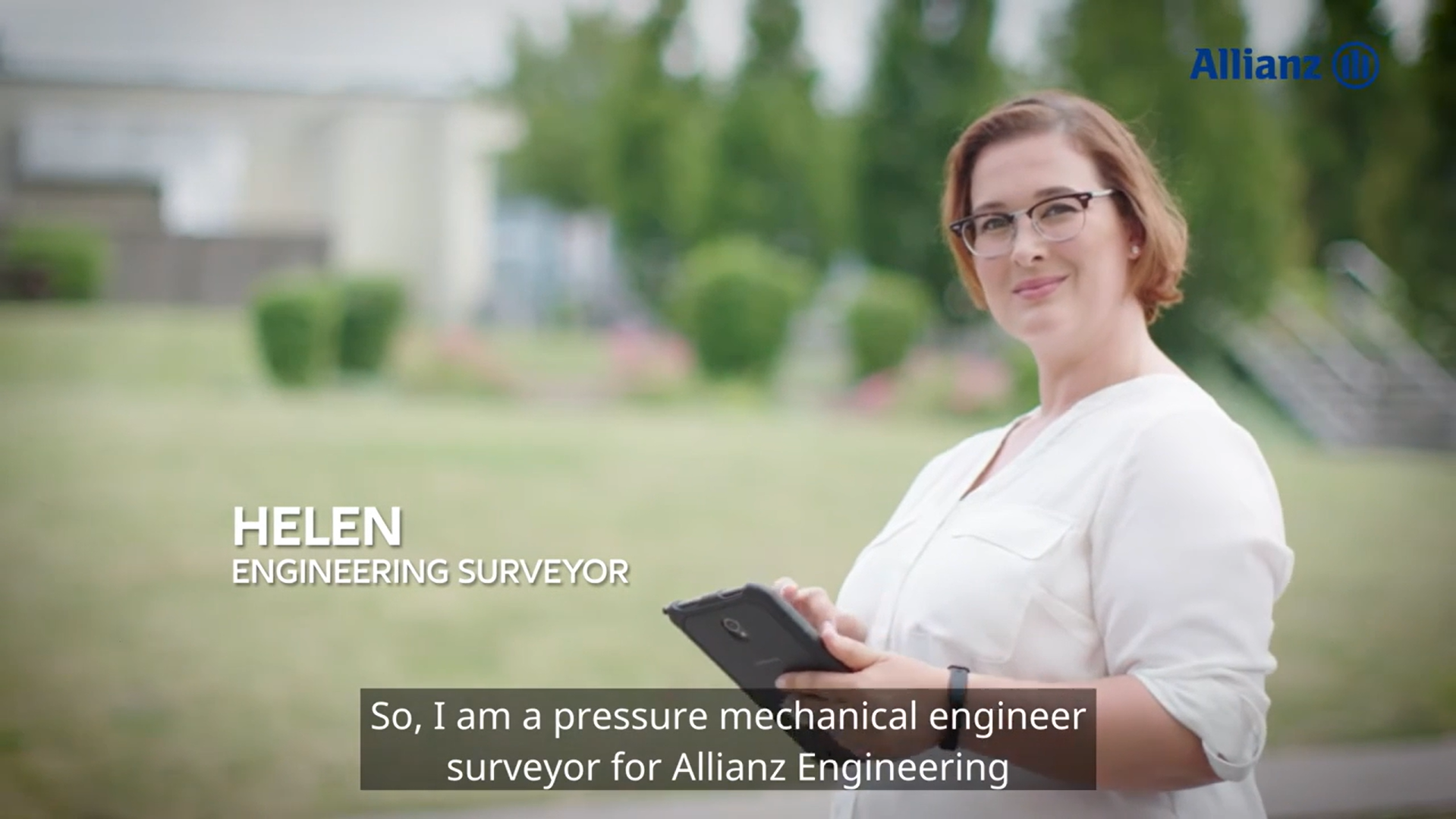 Head shot of Helen with text : "Helen, Engineering Surveyor"