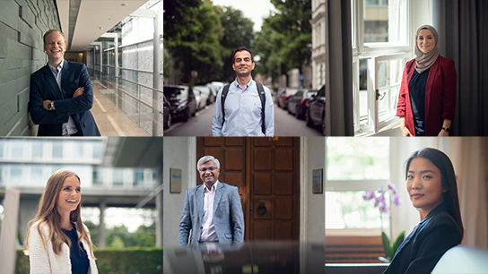 Collage of happy faces of Allianz employees showcasing diversity