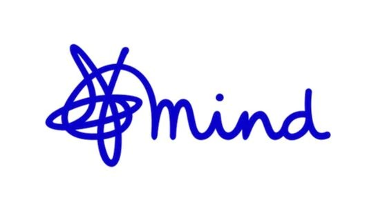 The logo of the charity Mind features a blue design on a white background, with an abstract scribble to the left of the word mind, rendered in a casual, handwritten style.