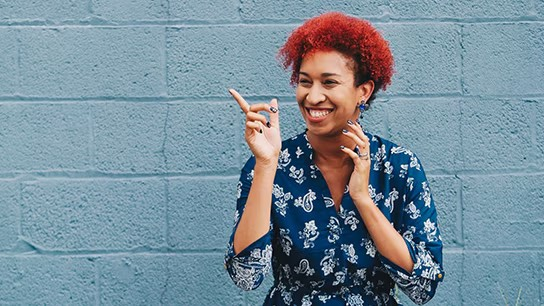 Happy woman with cheerful expression