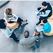 Top view of colleagues working together
