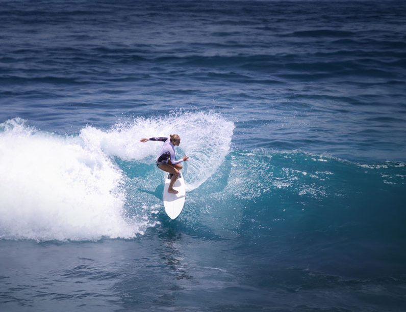 Athlete surfing