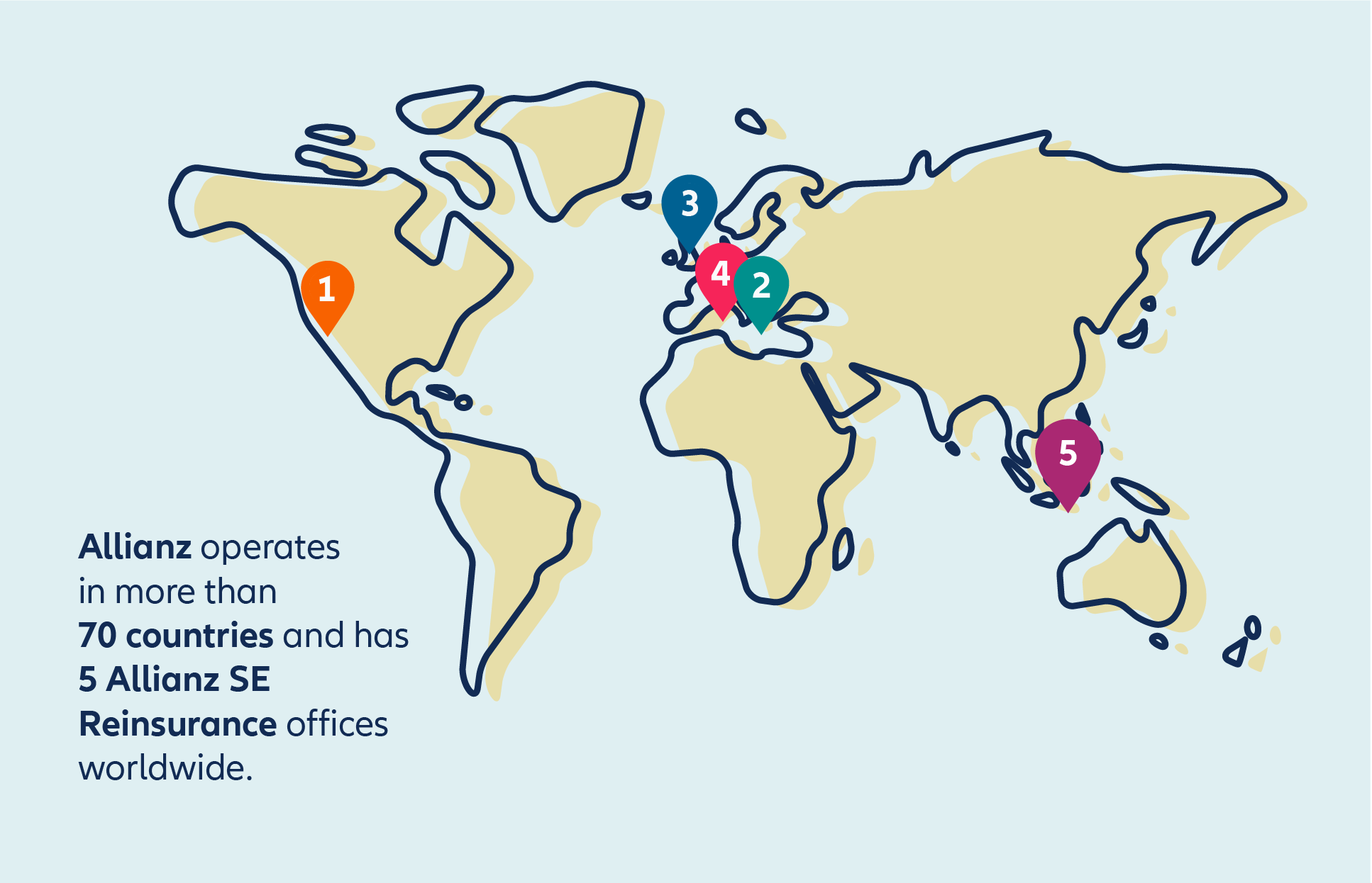 World map with Allianz locations highlighted
