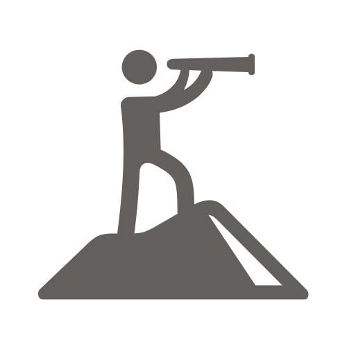 Icon showing a person exploring representing a bold value
