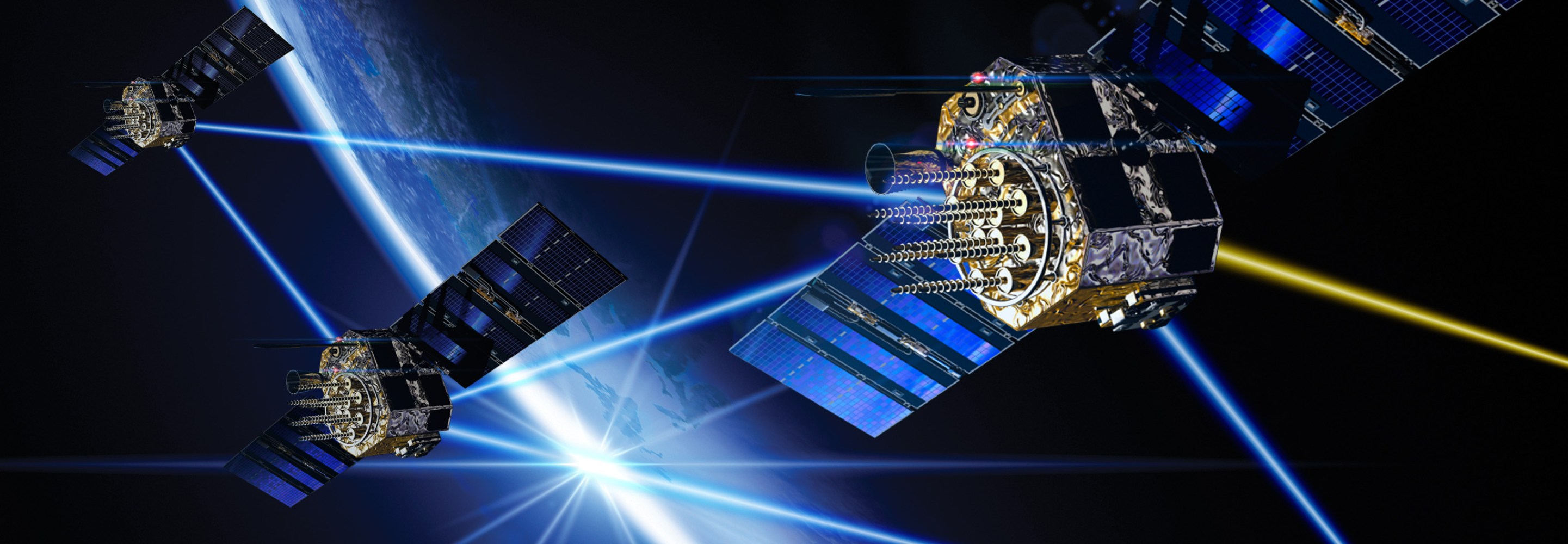 Digital satellites in space.