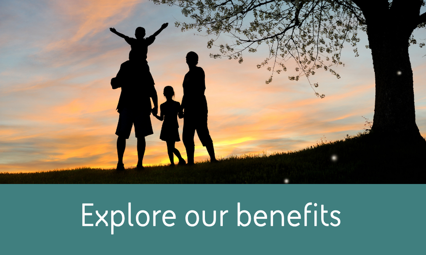 Silhouette of a family at sunset, representing employee benefits and work-life balance at BAE Systems.
