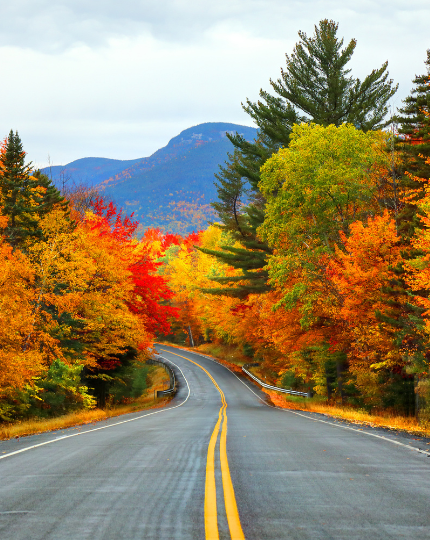 New Hampshire highway in Autumn.