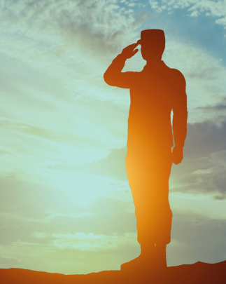 Saluting service member.