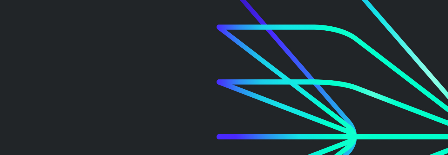 The banner image features a black backdrop with blue and green digital abstract design on the right side.