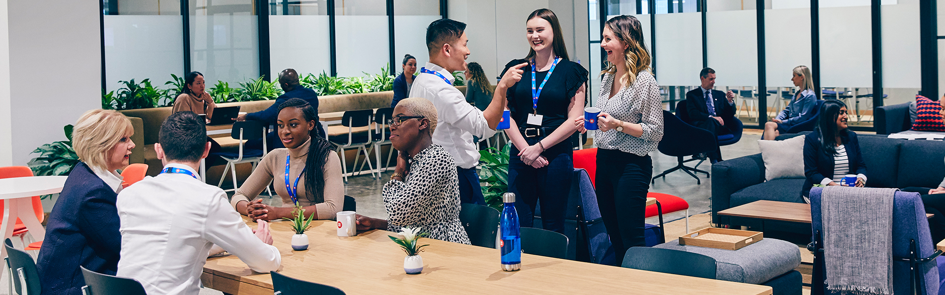 Employees attending a networking event.