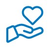 An icon of a hand holding a heart.