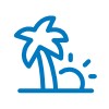 An icon of a palm tree and sun.