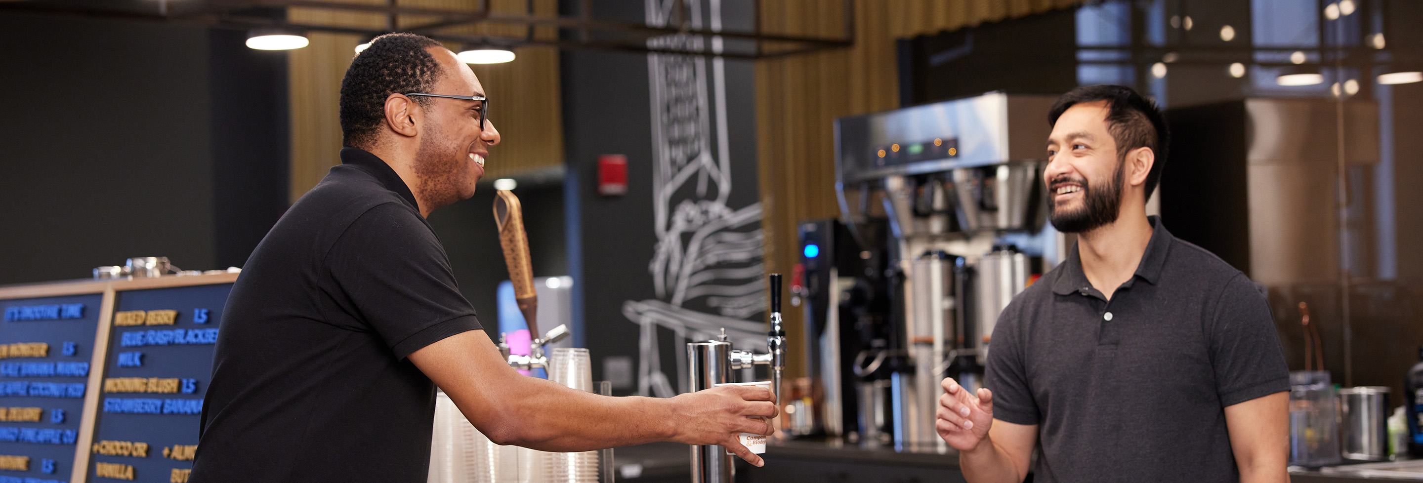 Barista and associate in the coffeeshop