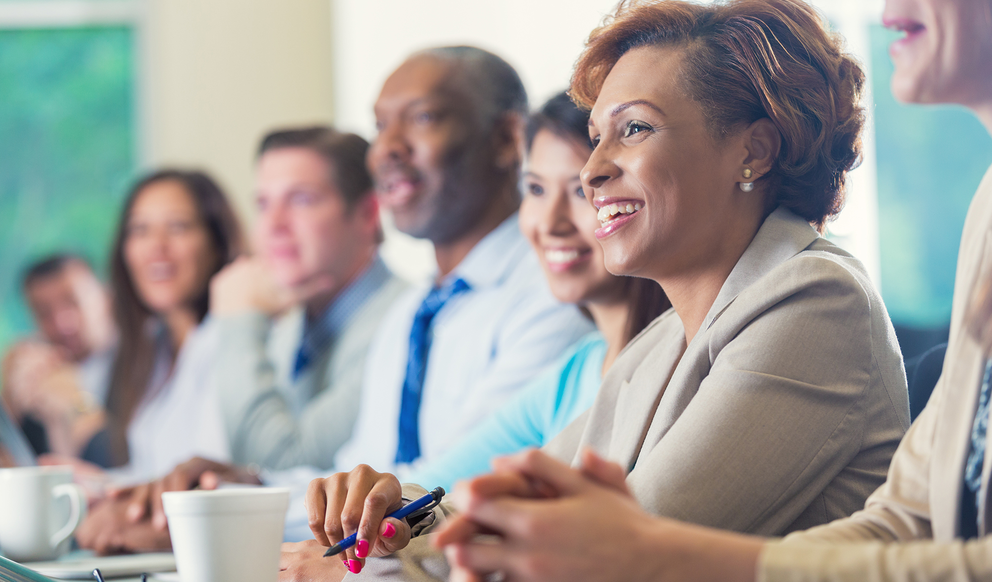 Multiple people in a meeting