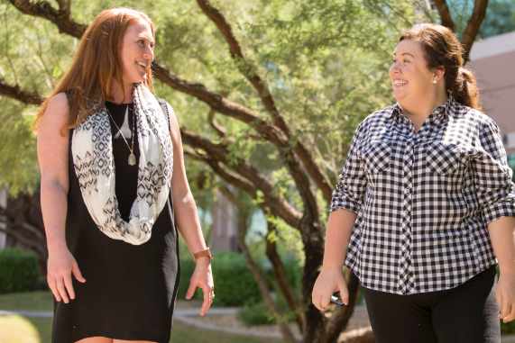 A few employees enjoying a mindfulness break and taking a walk around our campus.
