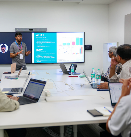 Participants presenting their findings to a larger group