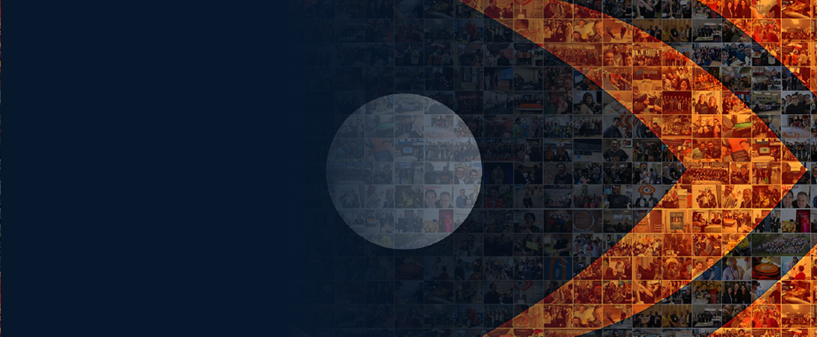 A montage image of many photos forming the ThousandEyes logo.