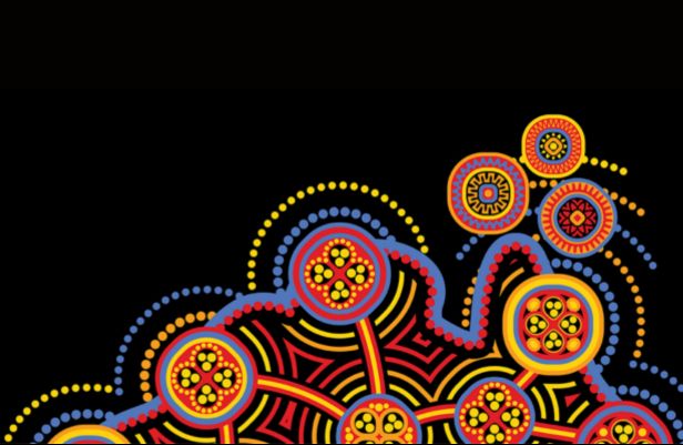 Aboriginal art work showing a top end map of australia